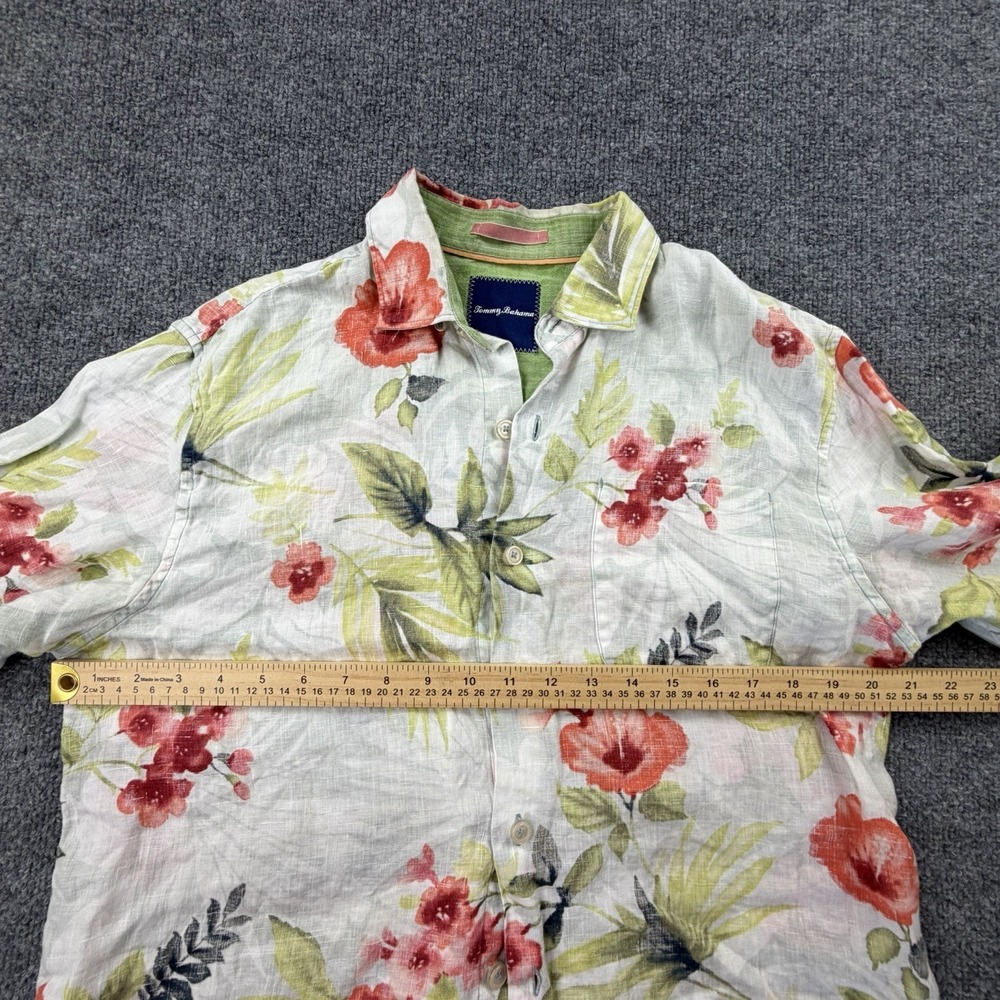 Tommy Bahama 100% Linen Tropical Floral Shirt Mens Fits Like L Relaxed Beach - Picture 4 of 8